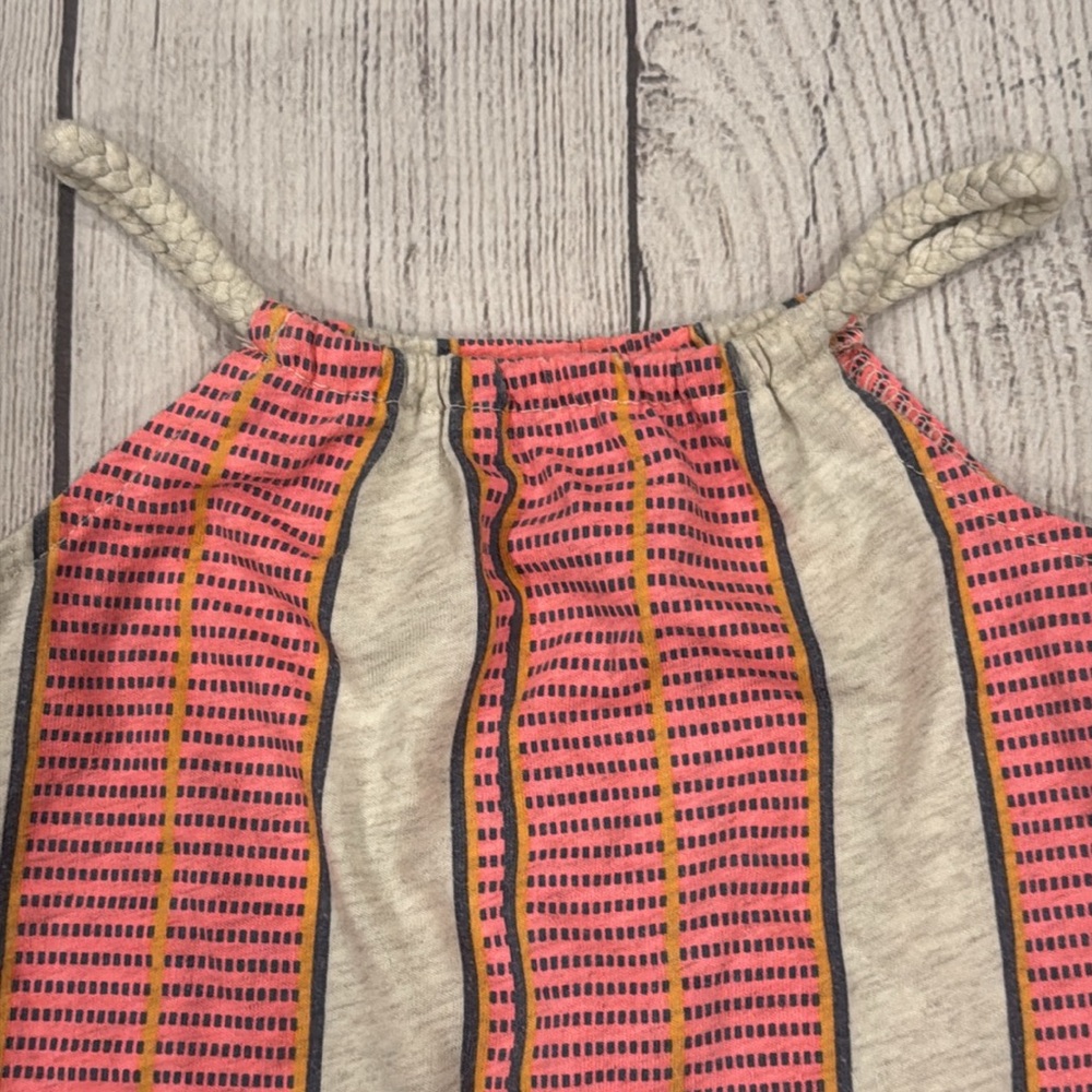 Okie Dokie Baby Girls Pink and Geay Striped Summer Top - Picture 3 of 4